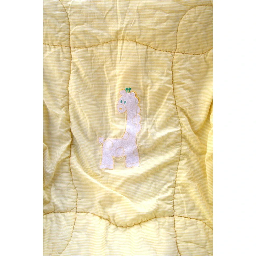Vintage Baby‎ Blanket & Quilt Set Yellow Stripes Giraffe Applique Darling! USA